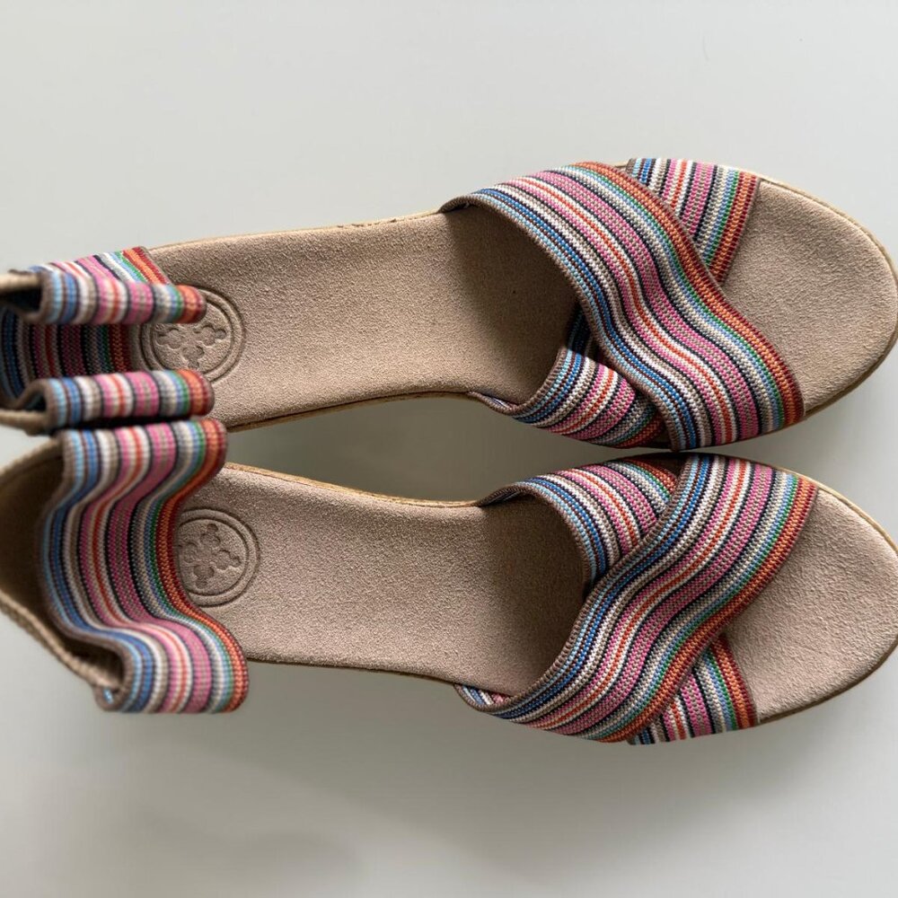 Charleston Shoe Co Multicolor Elastic Wedge Sandals Espadrille